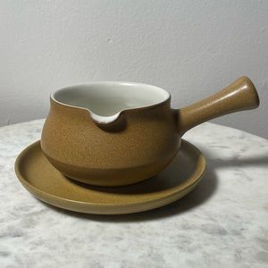 Vintage Denby Stoneware Ode Pattern Soup Crock and Plate Set - Made in England